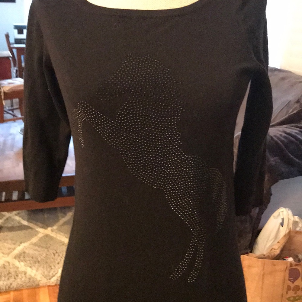 WHBM horse pattern beaded fabulous, chic stretchy top. Gorgeous!